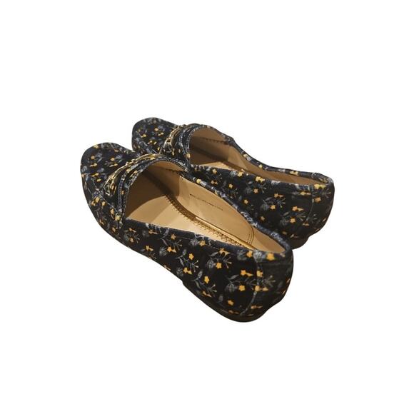 Cabi Carnaby Size 7M Blue Velvet Floral Gold Horsebit Loafers Womens Slip On - Picture 2 of 9